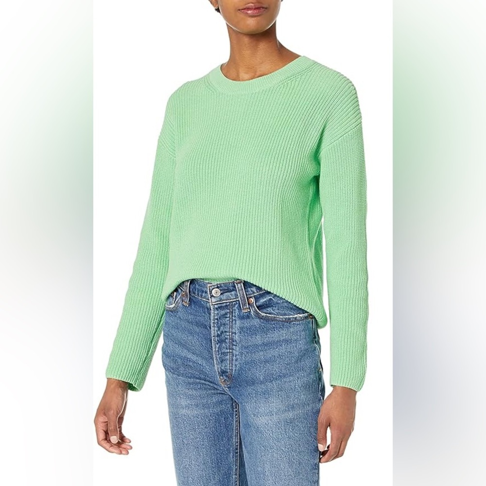 GAP Seafoam Green 100% Cotton Knit Crew Sweater